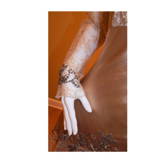 Xsape by Joanna Chen SIZE 6 GOLD SEQUINED/LACE 2 PIECE SET - Picture 8 of 16